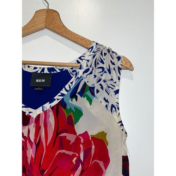 Maeve Anthropologie Multicolour Mixed Boquet Floral Sleeveless Silk Blouse Women - Picture 5 of 10